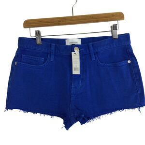 Current Elliott The Boyfriend Raw Edge Cutoff Denim Shorts Nautical Blue 26 NWT